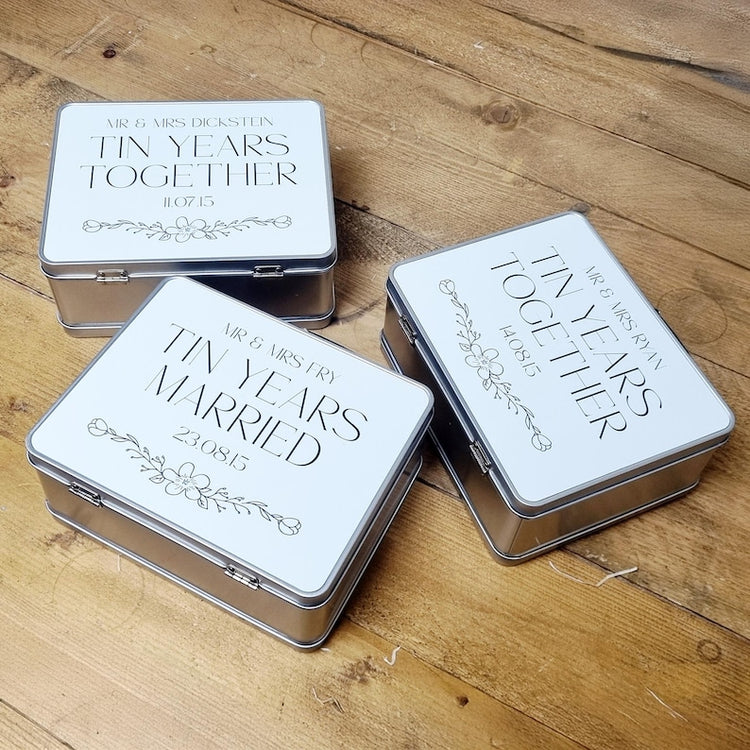10 Year Anniversary Tin – Personalised Custom Gift for Wedding Couple