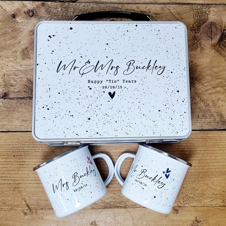 10 Year Anniversary Tin & Cup Set – Personalised Gift for Couple