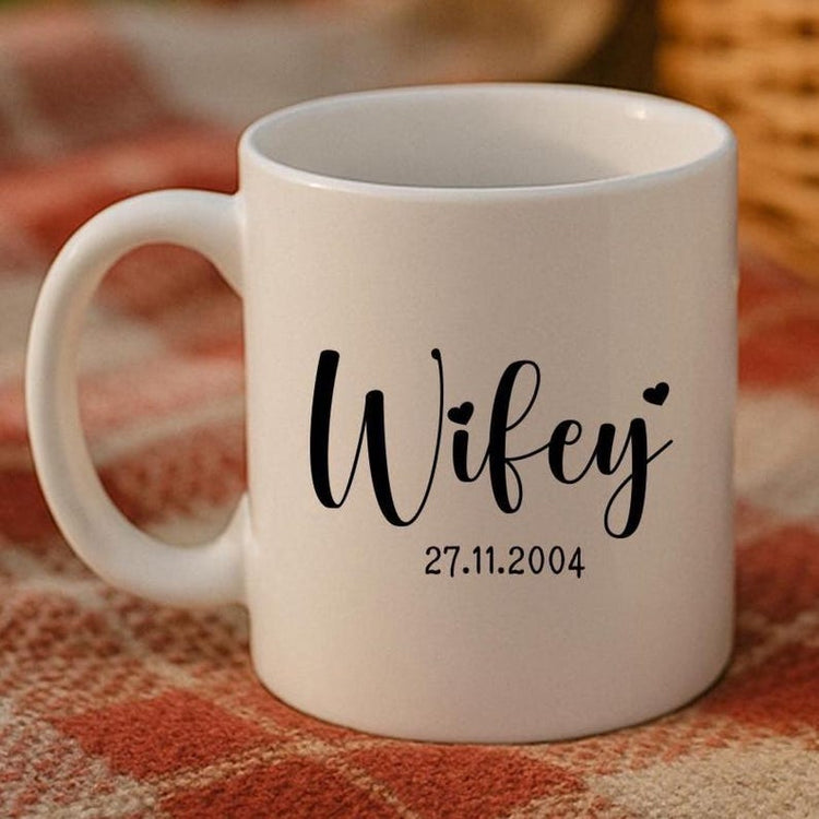 Wedding Gift, Mr Mrs Mugs, Hubby Wifey Custom Couple Coffee Mug Set, Engagement, Bride and Groom, Bone China Mug Set, Gift for the couple