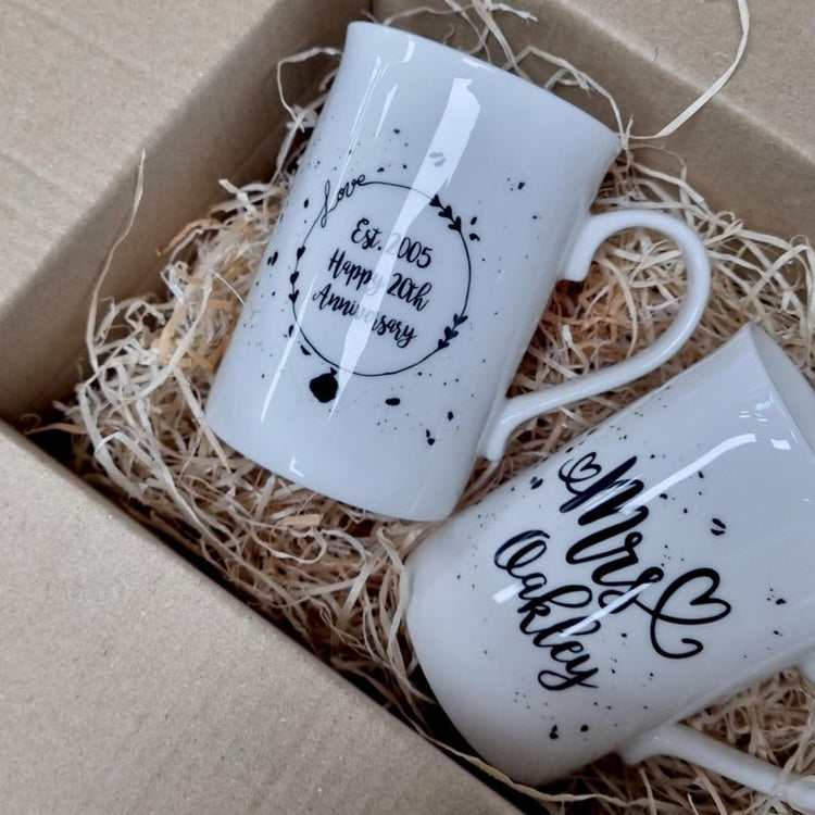 Mr & Mrs Mugs – 20th Wedding Anniversary Bone China Gift Set