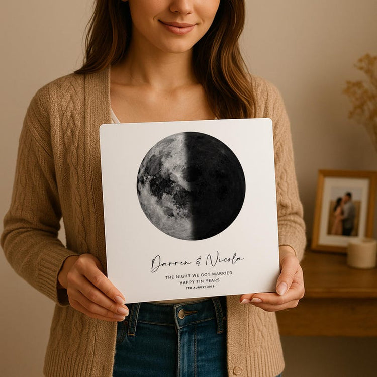 10 Year Anniversary Moon Phase Print – Personalised Tin Years Gift