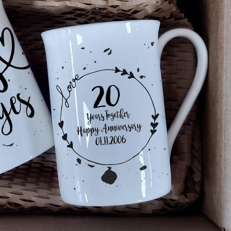 Mr & Mrs Mugs – 20th Wedding Anniversary Bone China Gift Set