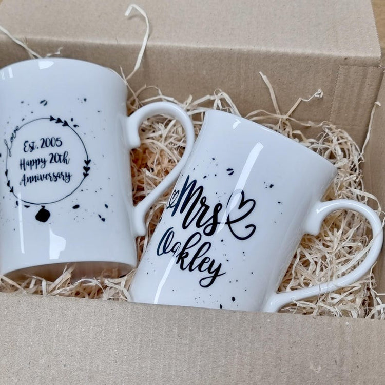Mr & Mrs Mugs – 20th Wedding Anniversary Bone China Gift Set