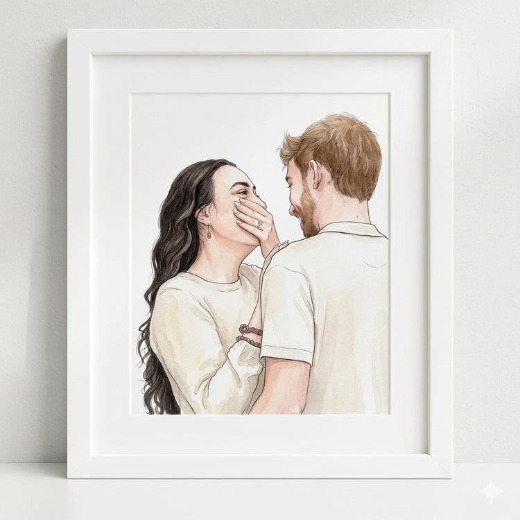 Personalised Watercolor Portrait from Photo: Custom Family Art, Couple Gift, Valentines For Him