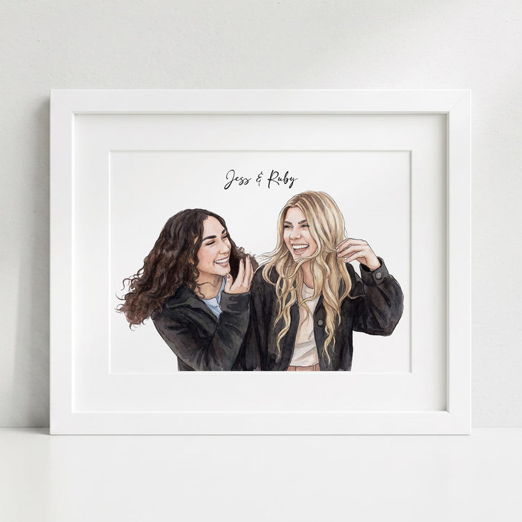 Best Friend Gift, Custom Portrait, Painting from Photo, Friends Prints, Birthday Gift for Her, Unique Gift for Him, Hand Drawn Illustration