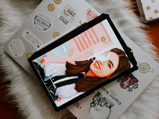 woman in black and white shirt illustration