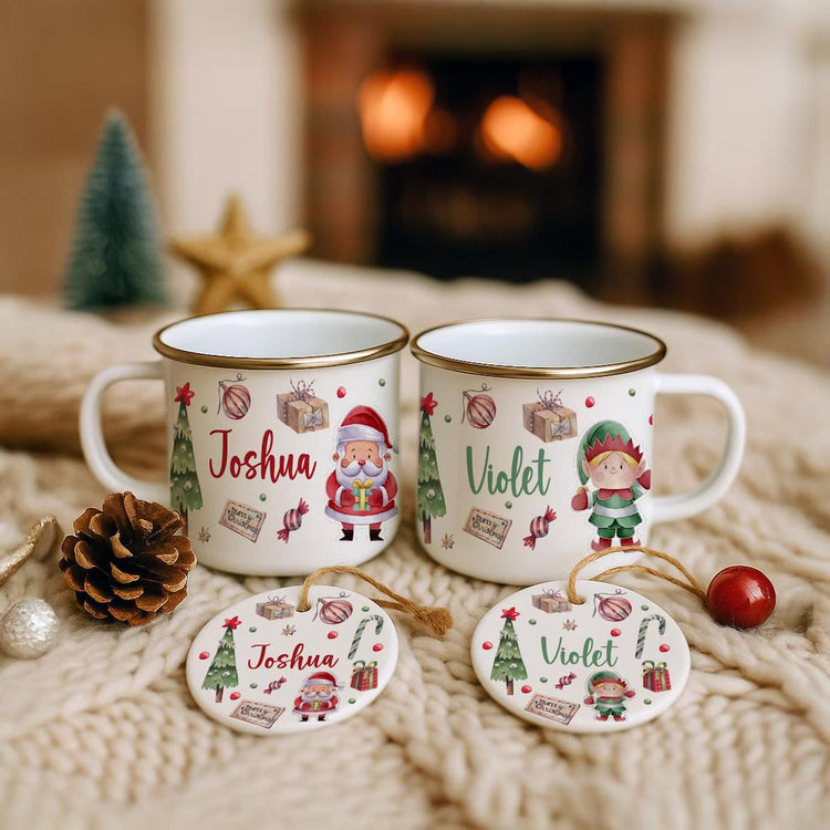 Christmas Characters Mug / Tree Decoration Set - Santa, Elf, Reindeer & Polar bear