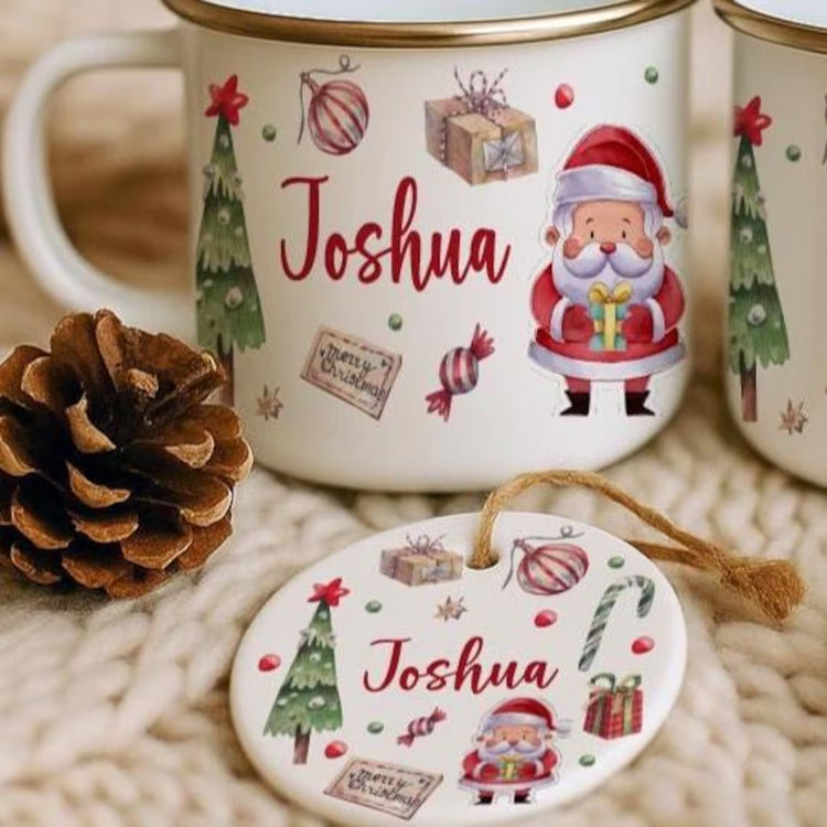Christmas Characters Mug / Tree Decoration Set - Santa, Elf, Reindeer & Polar bear