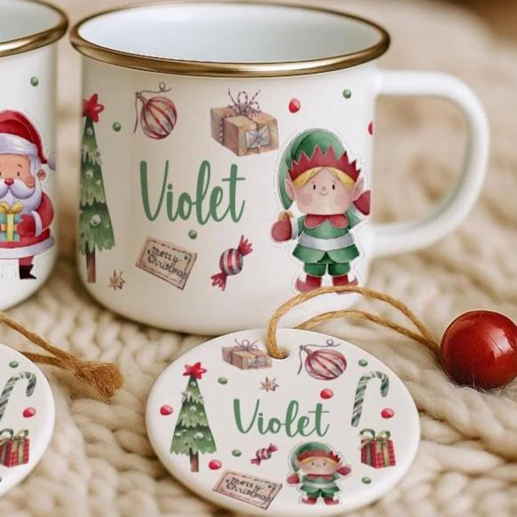 Christmas Characters Mug / Tree Decoration Set - Santa, Elf, Reindeer & Polar bear