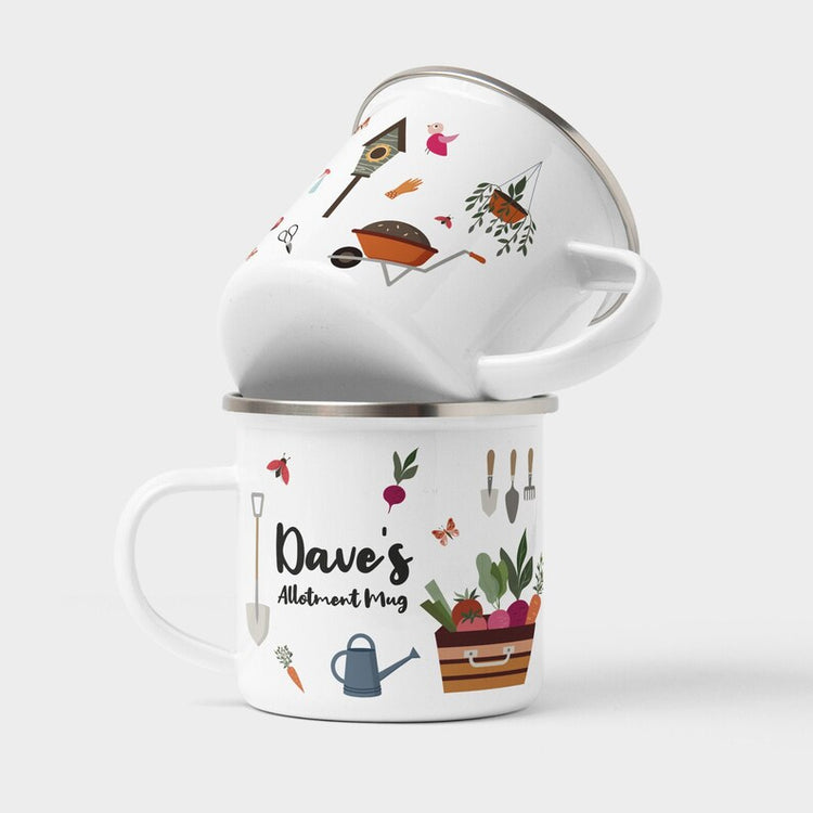 Personalised Allotment Enamel Mug – Gardener & Home Grower Gift