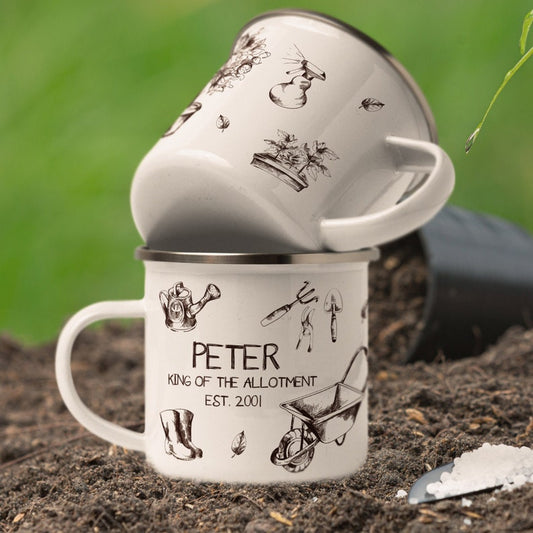 Personalised Allotment Enamel Mug – Garden & Home Grower Gift