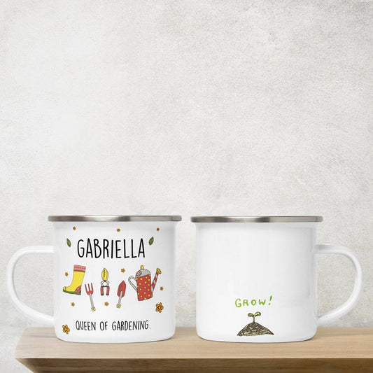 Personalised Garden Tin Mug – Gift for Gardener & Allotment Lover