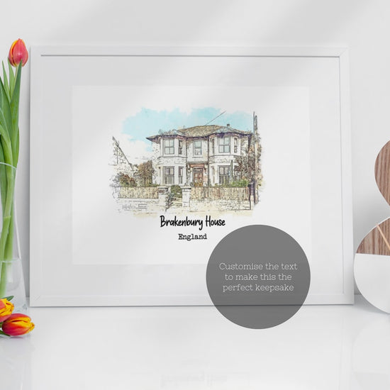 Watercolour House Print – Personalised New Home Illustration - Wow Creative Print