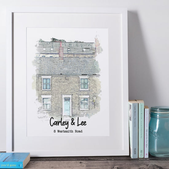 Watercolour House Print – Personalised New Home Illustration - Wow Creative Print