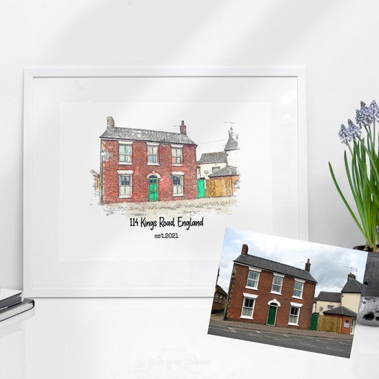 Watercolour House Print – Personalised New Home Illustration - Wow Creative Print