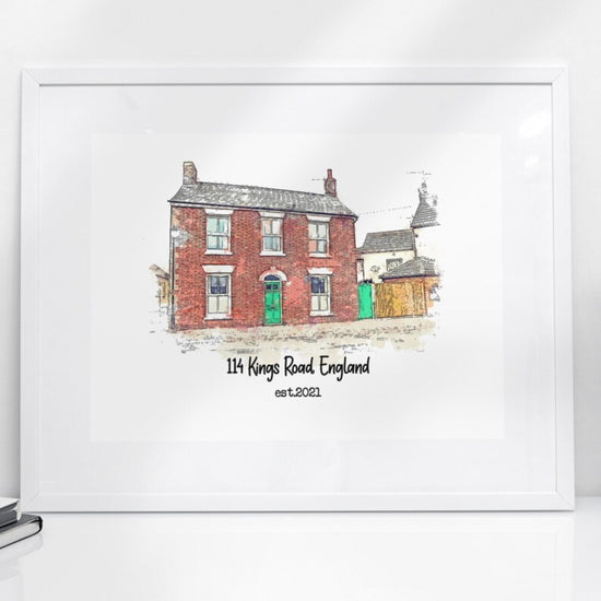 Watercolour House Print – Personalised New Home Illustration - Wow Creative Print