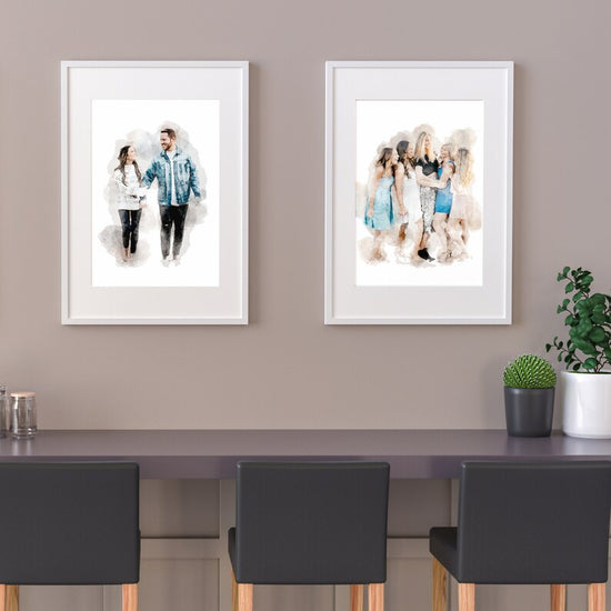 Personalised Painting from Photo – Family & Couple Watercolour Art - Wow Creative Print