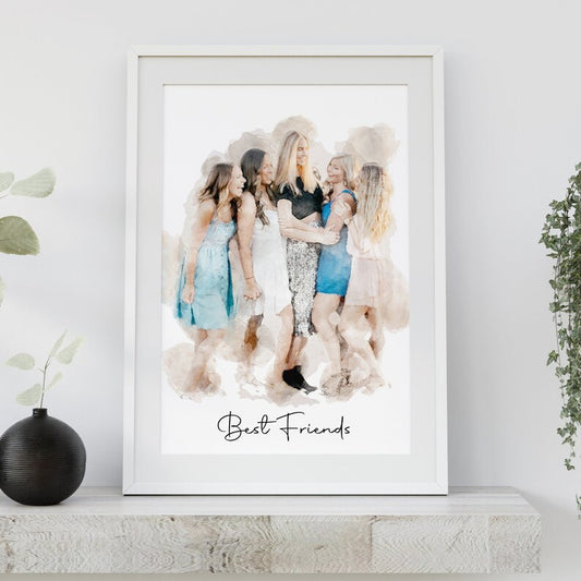Personalised Painting from Photo – Family & Couple Watercolour Art - Wow Creative Print