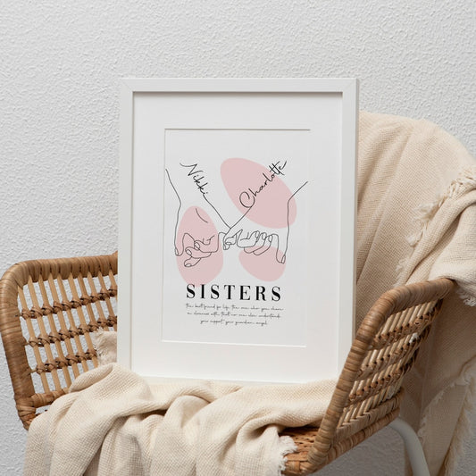 Sister Personalised Hands Print, Pinkie Promise, Sibling Gift, Gift For Sister, Galentines Gift
