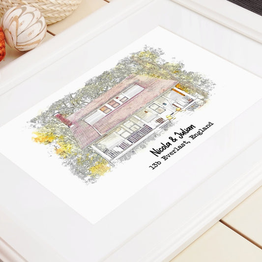 Personalised New Home Gift – Watercolour Housewarming Print