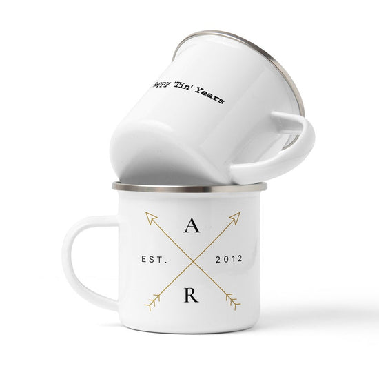 Personalised Campfire Enamel Mug – Rustic Wedding & Travel Gift - Wow Creative Print