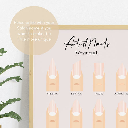 Personalised Nail Shapes Wall Print – Nail Salon & Beauty Decor