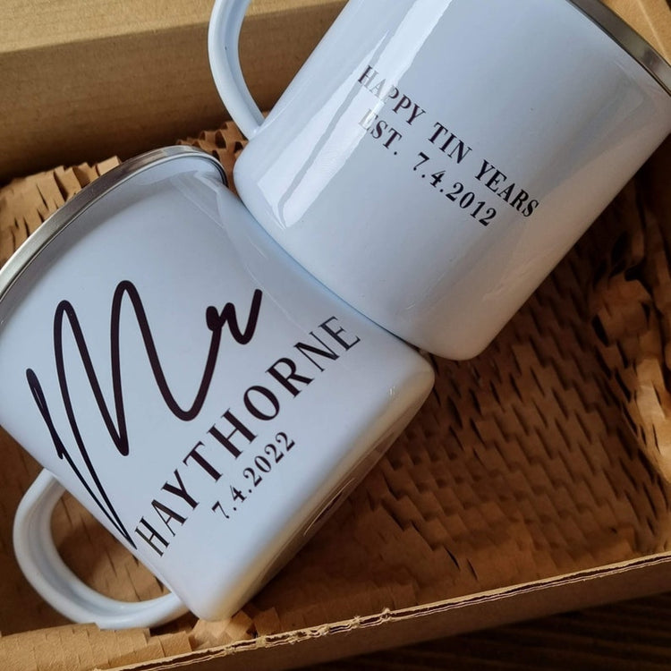 10 Year Anniversary Flask & Cup Set – Personalised Tin Years Gift