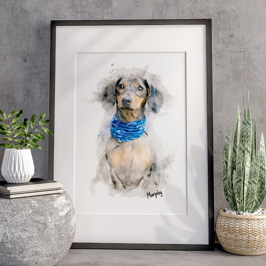 Watercolour Pet Portrait – Personalised Dog & Pet Memorial Gift