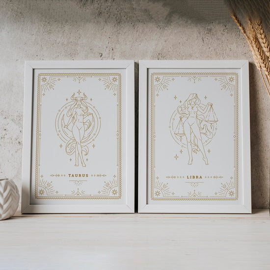 Zodiac Sign Print – Birth Month Star Sign Tarot Astrology Wall Art - Wow Creative Print