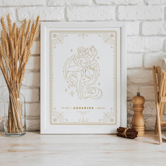 Zodiac Sign Print – Birth Month Star Sign Tarot Astrology Wall Art - Wow Creative Print