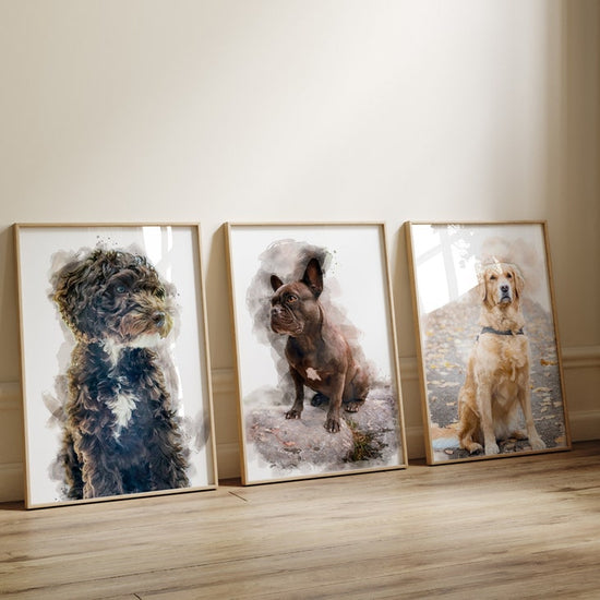 Personalised Pet Portrait – Watercolour Dog & Cat Digital Print - Wow Creative Print