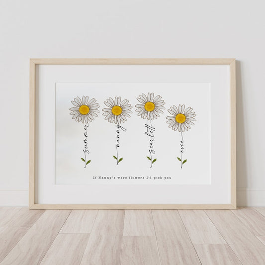 Personalised Mother’s Day Gift – Floral Portrait for Mum & Nanny