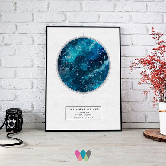 Personalised Watercolour Star Map Print - Wow Creative Print
