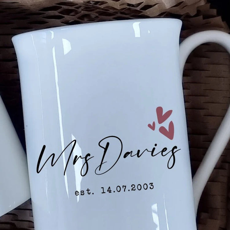 20th Anniversary China Mugs, Wedding Anniversary Keepsake, China Anniversary
