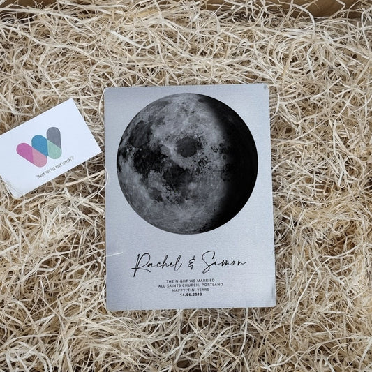 10 Year Anniversary Custom Moon Phase Print – Personalised Tin Gift