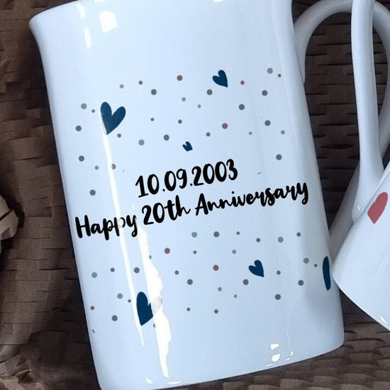 Bone China Mr & Mrs Mug Set – 20th Wedding Anniversary Gift - Wow Creative Print