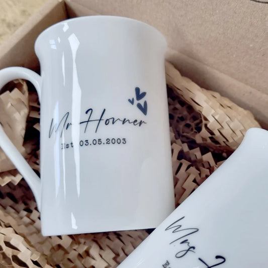 20th Anniversary China Mugs, Wedding Anniversary Keepsake, China Anniversary