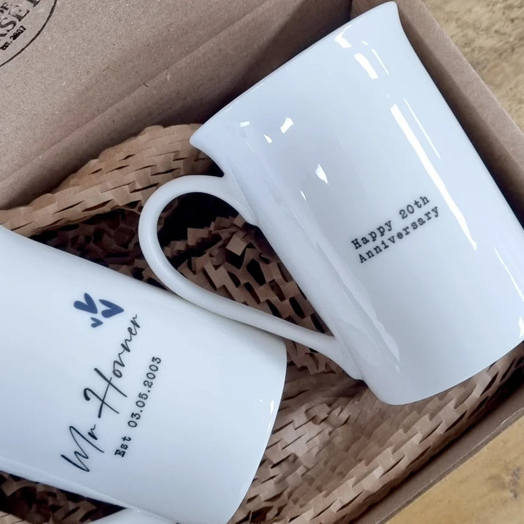 20th Anniversary China Mugs, Wedding Anniversary Keepsake, China Anniversary