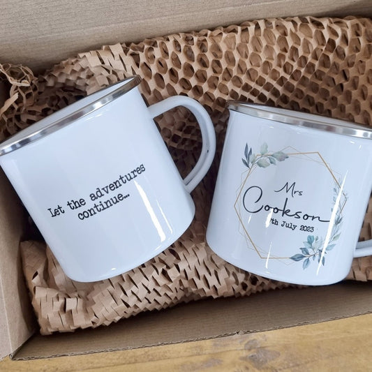 Personalised Bride & Groom Mug Set – Wedding & Tin Year Anniversary Gift
