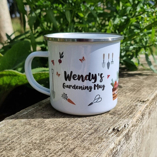 Personalised Allotment Enamel Mug – Gardener & Home Grower Gift