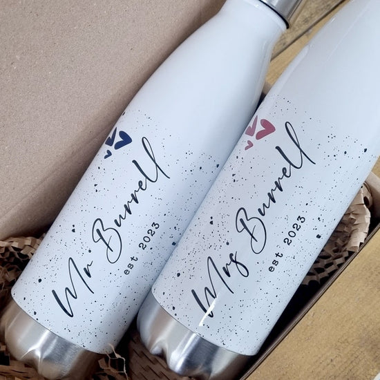 Personalised Mr & Mrs Bottles – 10th Anniversary & Wedding Gift - Wow Creative Print