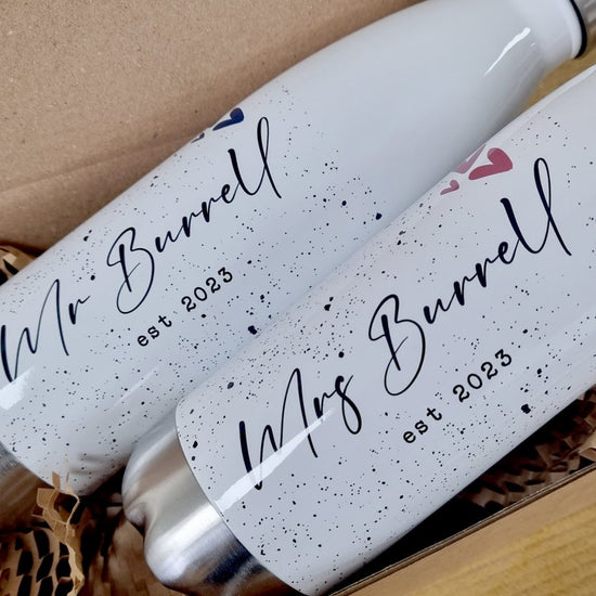 Personalised Mr & Mrs Bottles – 10th Anniversary & Wedding Gift - Wow Creative Print