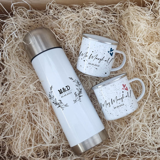 10 Year Anniversary Flask & Cup Set – Personalised Tin Years Gift