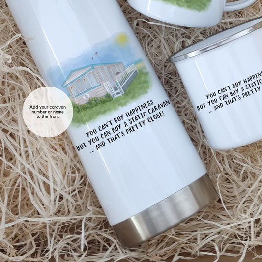 Personalised Caravan Mug & Flask Set – Camping & Motorhome Gift