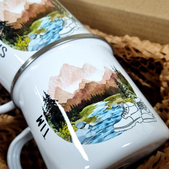 Personalised Walkers Mug & Flask Set – Hiking & Trail Gift for Couples - Wow Creative Print