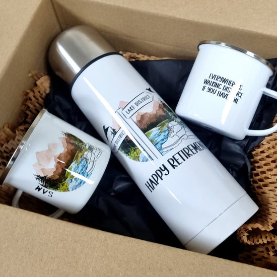Personalised Walkers Mug & Flask Set – Hiking & Trail Gift for Couples - Wow Creative Print