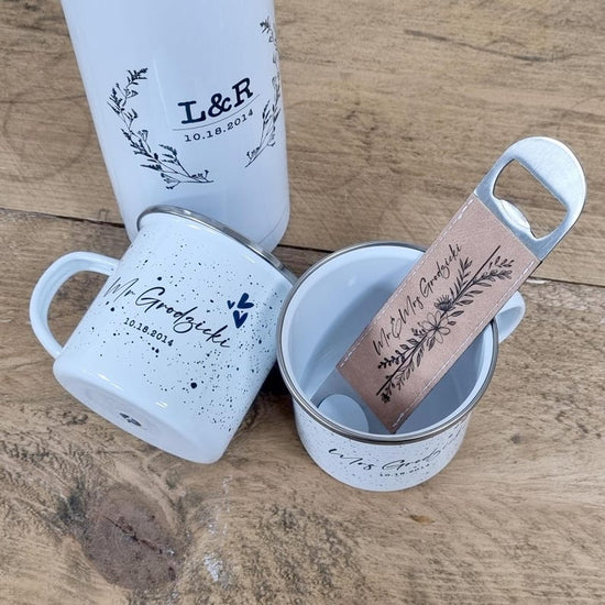 10 Year Anniversary Flask & Cup Set – Personalised Tin Years Gift - Wow Creative Print