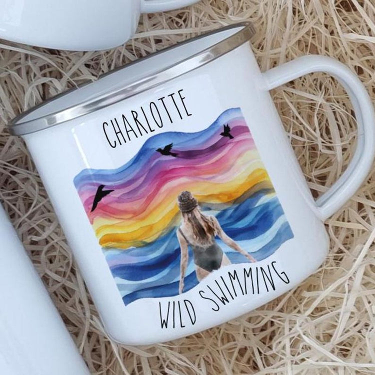 Personalised Wild Swimming Flask & Mug Set – Cold Water Swimming Gift