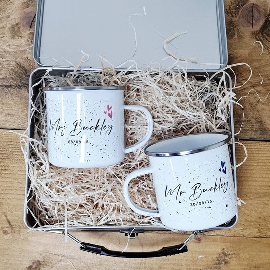 10 Year Anniversary Tin & Cup Set – Personalised Gift for Couple - Wow Creative Print Store