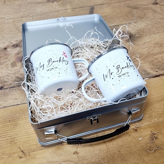 10 Year Anniversary Tin & Cup Set – Personalised Gift for Couple - Wow Creative Print Store